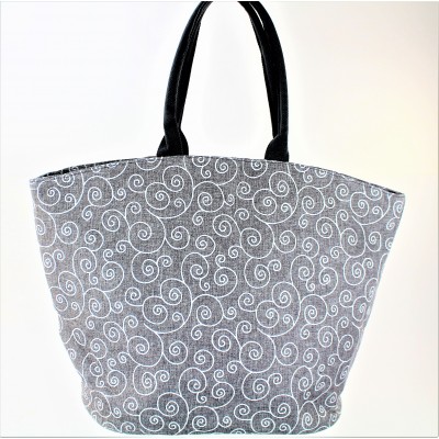 9222 - GREY AND WHITE SWIRL CANVAS TOTE